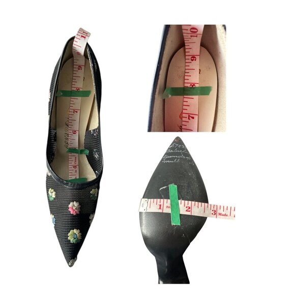 Vintage LENARDI Mesh Floral Heels, Black I multi, 50-60s - Picture 12 of 14